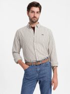 Bež srajca s subtilnim vzorcem V1 SHOS-0170