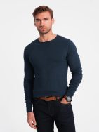 Klasičen temno moder pulover z okroglim izrezom V9 SWBS-0106
