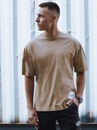 Bombažna moška majica s kratkimi rokavi beige