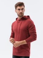 Stilski temno rdeč pulover s kapuco E187