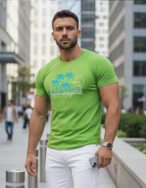 Izvirna zelena moška majica s poletnim potiskom