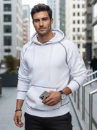 Bel stilski pulover s kapuco