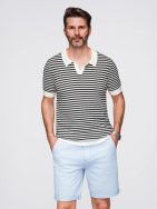 Črno-bela pletena polo majica V1 POSS-0161