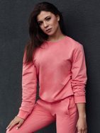 Glamflair preprost ženski pulover v barvi korale