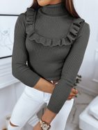 Ženski temno siv pulover Noah neobičajnega izgleda