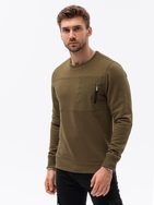 Originalen temen pulover olivne barve z žepom B1355