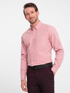 Ležerna rožnata srajca z žepom V3 SHOS-0153