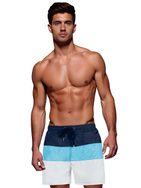 Tribarvne moške kopalke v granatno-beli barvi