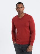 Moški pulover z V-izrezom v rdeči barvi V3 SWOS-0108