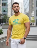 Originalna rumena moška majica s poletnim potiskom