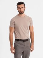 Osnovna bombažna majica z okroglim vratom iz peska V11 TSBS-0236