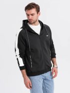 Brezčasna črna jopa s kapuco V1 EM-SSBZ-0210