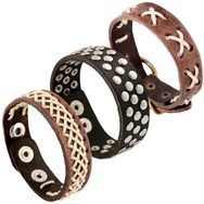 Komplet 3 usnjenih zapestnic