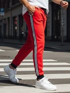 Moške rdeče športne hlače z okrasnim pasom