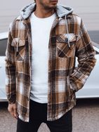 Bež karirasta jakna s kapuco