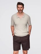 Moška svetlo siva pletena polo majica V3 POSS-0160