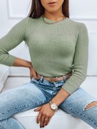 Ženski preprost pulover Aurina v svetlo zeleni barvi
