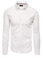 Bombažna bela srajca z rjavim vzorcem