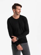 Klasičen črn pulover z okroglim izrezom V2 SWBS-0106