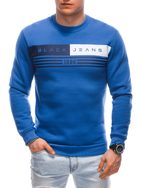 Trendovski moder pulover brez kapuce B1661