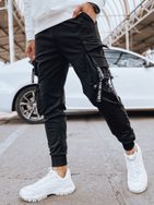 Moške trenirke z žepi v črni barvi