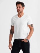 Osnovna bombažna bela majica z V-izrezom V4 TSBS-0237