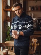 Modni granat pulover v severnem motivu
