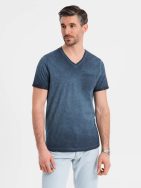 Temno modra moška majica s spranim vzorcem V7 TSWT-0242