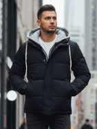 Zanimiva temno modra zimska jakna s kapuco