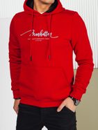 Modni rdeč pulover z napisom Manhattan