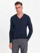 Klasična temno modra jopica z V-izrezom V2 SWBS-0107