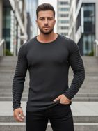 Sodoben moški pulover z zanimivimi rokavi sive barve