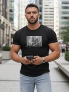 Originalna črna moška majica s potiskom