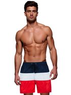 Tribarvne moške kopalke v granatno rdeči barvi