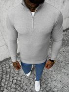 Siv pulover z zadrgo NB/MM6007/2