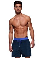 Modne moške kopalke v granatni barvi z modrim pasom