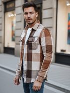 Krašena flanelasta srajca s prsnimi žepi