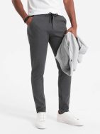 Trendovske grafitne hlače z elastičnim pasom V2 PACP-0116