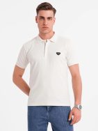 Moška bela polo majica z zadrgo V1 POSS-0148