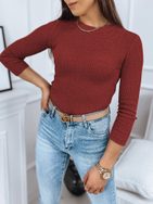 Ženski preprost pulover Aurina v rdeči barvi