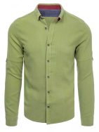 Olivno zelena bombažna srajca v ležernem stilu