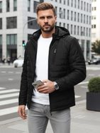 Moderna prehodna črna jakna s kapuco