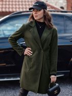 Ženski dolgi olivni oversize plašč Linnore