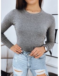 Siv ženski preprost pulover Leone