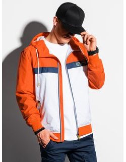 športna jakna v belo oranžni barvi C438