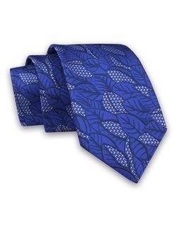 Kraljevsko modra kravata z vzorcem listja