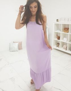 Udobna dolga vijolična obleka