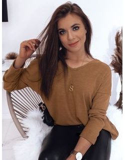 Elegantna ženska bluza Basic Sanny kamelje barve