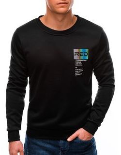 Črn aktraktiven pulover brez kapuce B1373