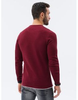 Temno rdeč bombažen moški pulover E121